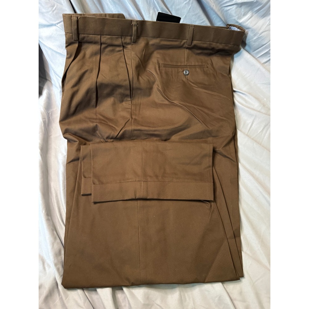 AXIST Mens Corporate Khaki Pleated Dress Pants Brown 44x30 36SB0060 201 - Picture 5 of 5